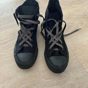 Converse Black High-Tops with Gray Laces